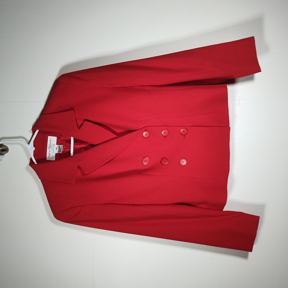 Vintage Rena‎ Rowan for Saville bright red double breasted blazer jacket 4